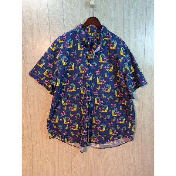 Ralph Lauren Shirt Mens Button Down 2XL Classic Graphic Flamingos Beach Casual - Picture 1 of 6